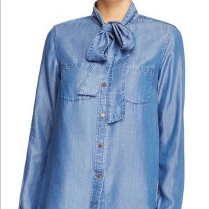 Michael Kors tie neck denim button up